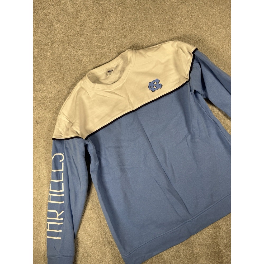 Champion UNC Tar Heels Women's‎ S Sweatshirt Crewneck Blue Carolina Spellout